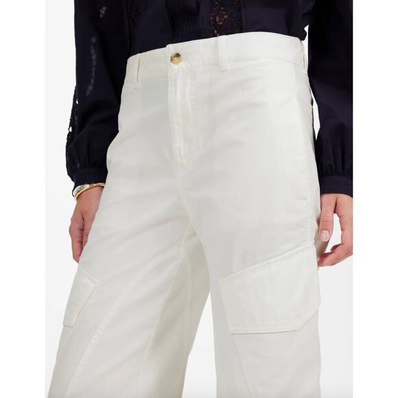 Madewell The Barrel Leg Utility Pant Garment Dyed Twill White Cargo US 6 NWT - Picture 5 of 14